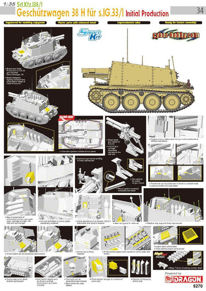 Dragon 1/35 Sd.Kfz.138/1 Geschutzwagen 38 H fur s.IG.33/1 Initial Production | 6270