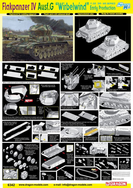 Dragon 1/35 Sd.Kfz.161/4 2cm Flakpanzer IV Ausf.G "Wirbelwind" Early Production | 6342